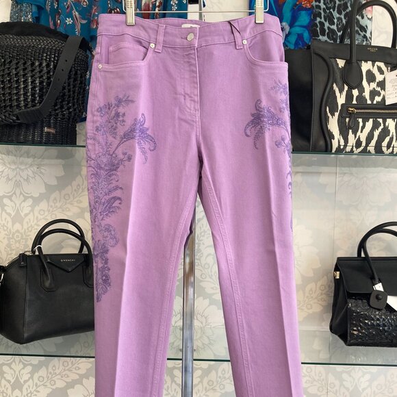 Purple ETRO Embroidered Jeans - Size 32 - Picture 1 of 9